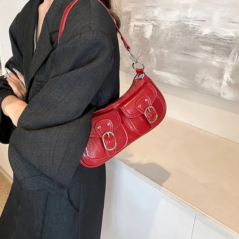 Women's Compact Double Pocket Crossbody Handbag in Sleek Silver Finish