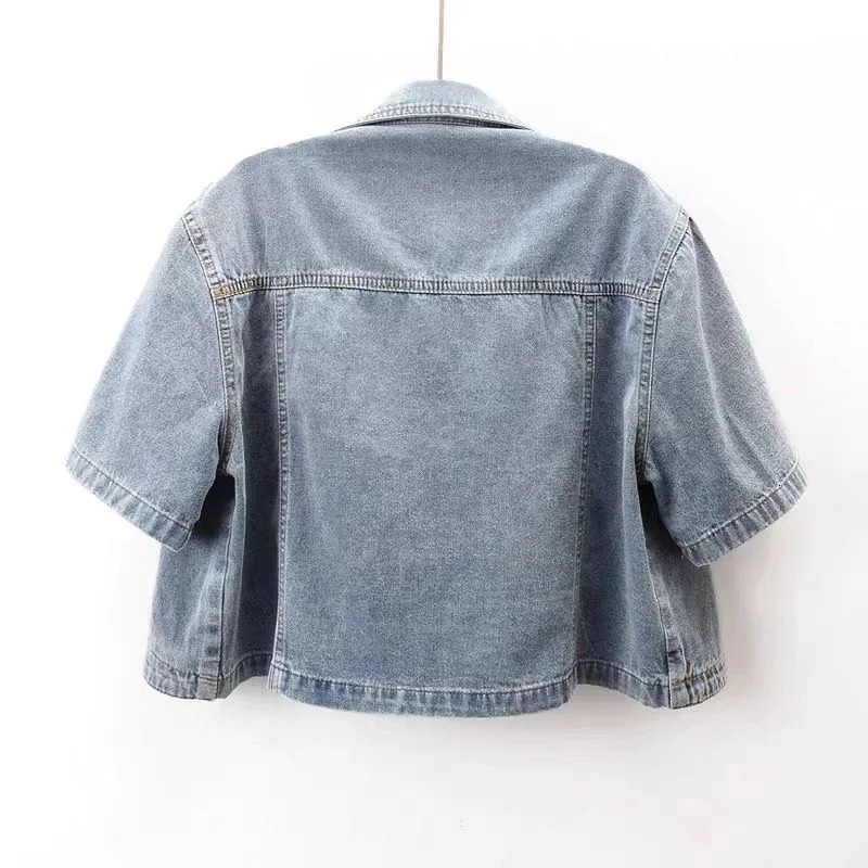 Summer Joker Casual Short-sleeved Denim Jacket 2025 Women Short Blouse Shawl Waistcoat Female Jaqueta Jeans Feminina 250728