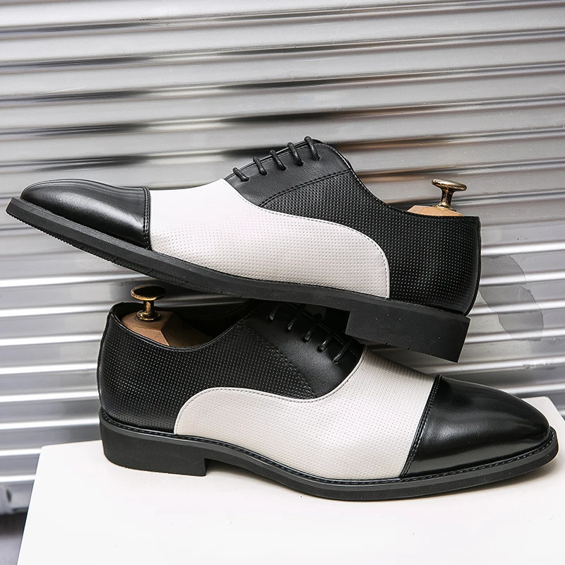 HKDQ 2025 Dress Shoes Men Oxford Shoes Lace Up Business Casual Leather Shoes Men Low Top Comfortable Mens Formal Shoes 250723