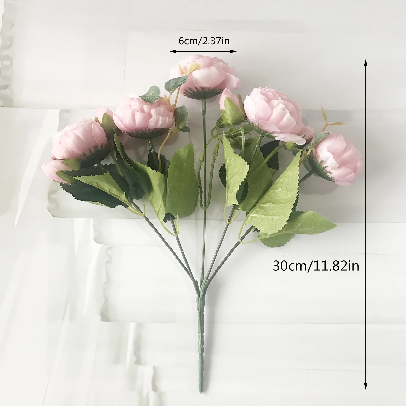 30cm Rose Pink Silk Peony Artificial Flowers Bouquet 5 Big Heads and 4 Buds Flowers for Home Wedding Indoor Decoration 250724