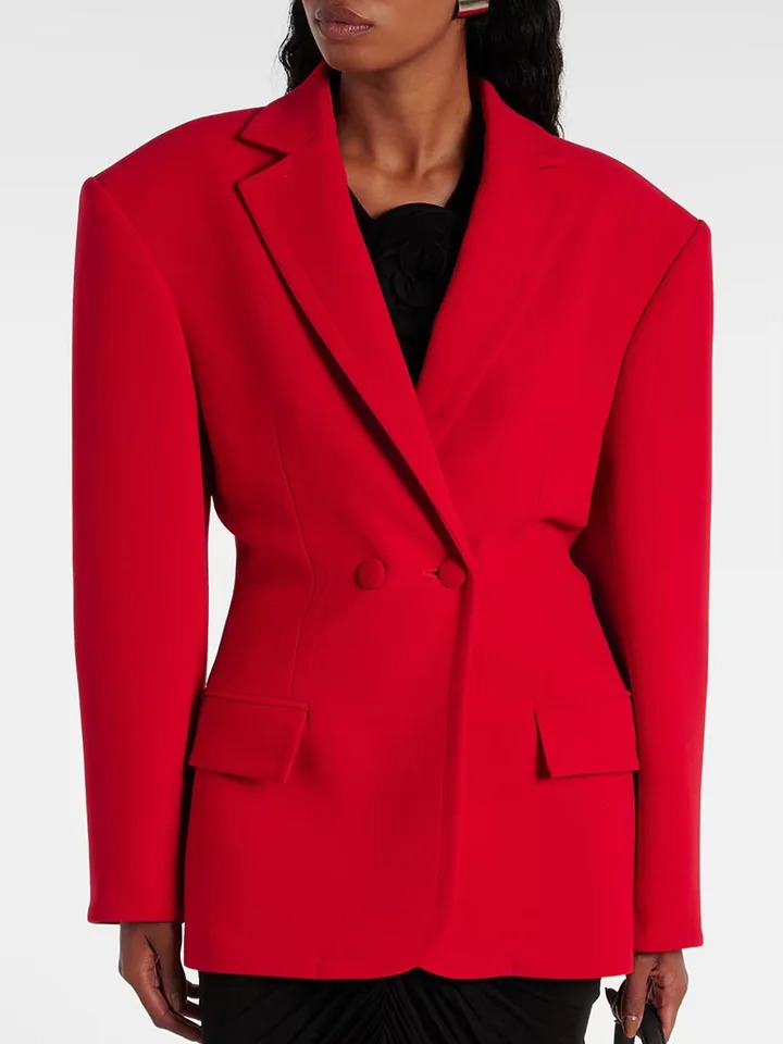 Womens Jacket with ThreeDimensional Silhouette LongSleeved Shoulder Pads Blazer for Women 250728