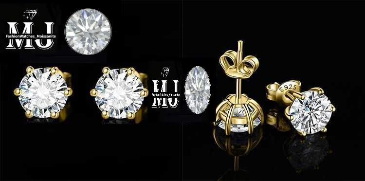 Stud JewelryPalace Moissanite D Color Total 0.6ct 1ct 2ct 3ct 4ct 6ct S Sterg Sier Earrings Q240517