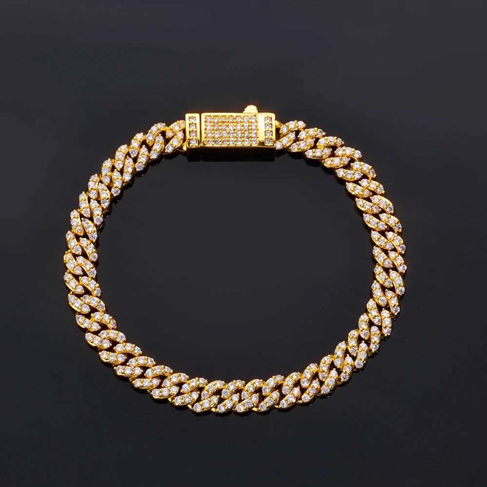 6mm Miami Cuban Bracelet Fully Single Row Iced Out Diamond Cuban Chain Bracelet for Men and Women Jewelry W250728