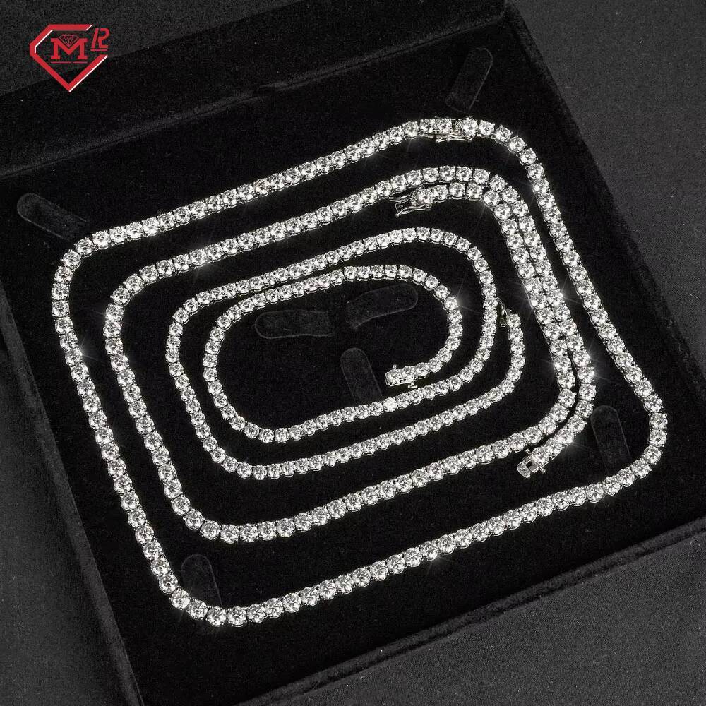 Free Shipping 3MM Moissanite Tennis Chain 925 Silver Vvs Iced Out Moissanite Tennis Necklaces Jewelry