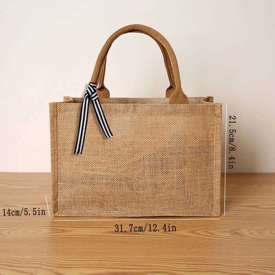 New linen tote bag large capacity tote bag bow tie shoulder bag picnic travel storage bag G250729