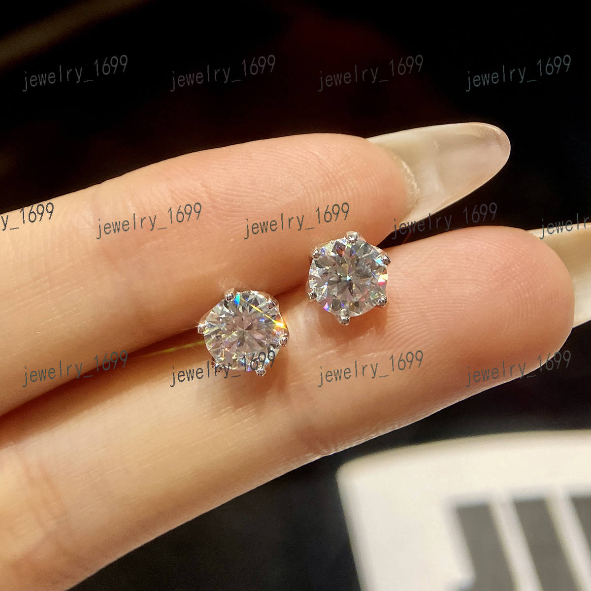 925 Sterling Silver 18k Gold Plated 0.5 1 Ct Gra Certified Moissanite Diamond Screw Back Stud Earring Fine Jewelry for Women Men