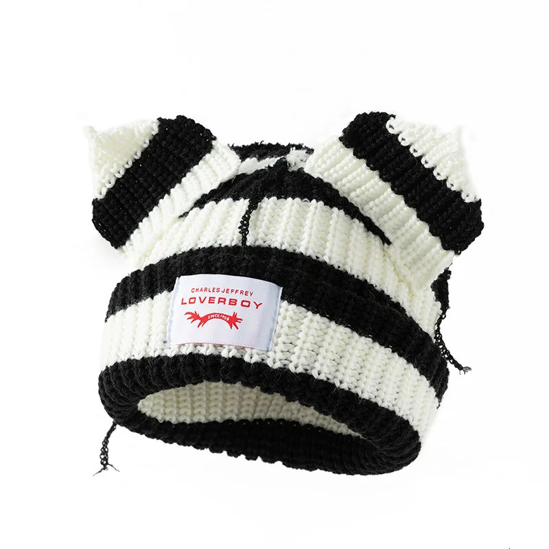 Autumn Winter Cute Ear Beanies Skullies Cap Fashion Women Men Warm Outdoor Unisex Knitted Hat Loverboy Y2K Personality Cold Hats 250724