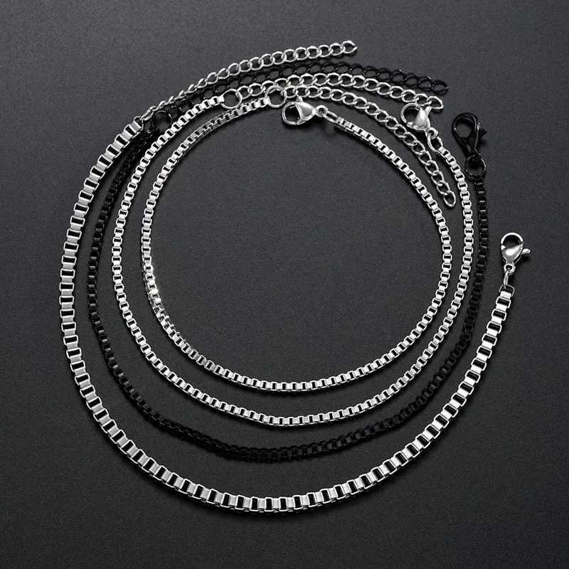 4Pcs/Set Stainless Steel Adjustable Box Chain Bracelets for Men Simple Vintage Silver Color Cuban Bangle Sets Party Jewelry Gift W250728