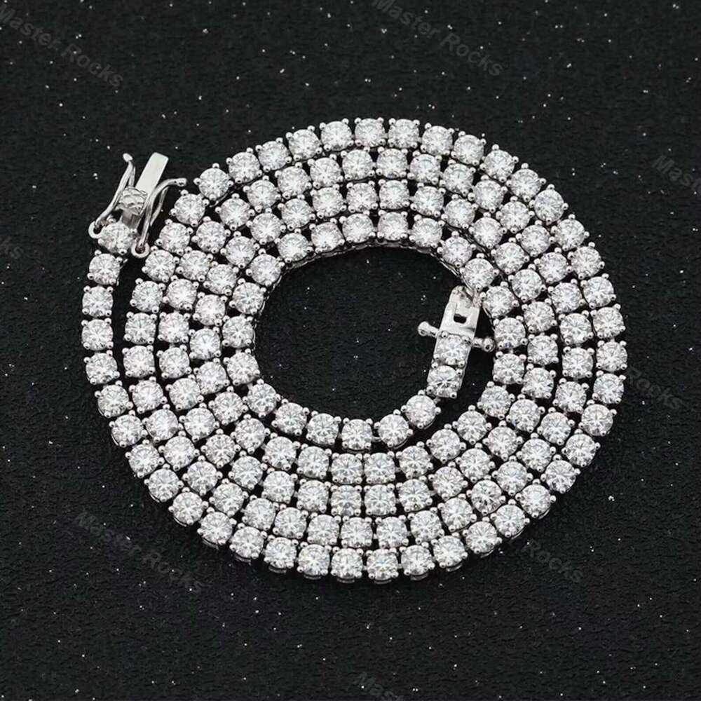 14k Jewelry Men and Women Vvs Silicon Stone 3mm Cluster Tennis Chain Necklace