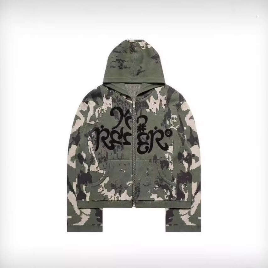 American Camouflage Digital 3D Printed Hoodie Personality Street Trend Zipper Loose Unisex Sweatshirt