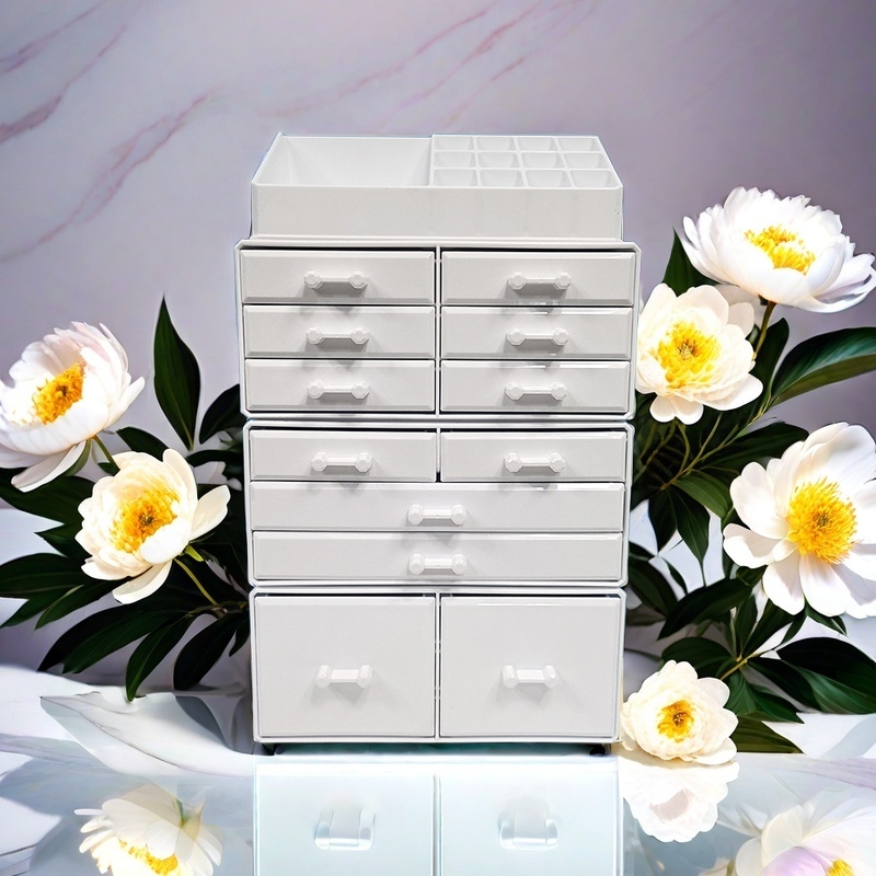 Durable Stackable Beauty Supplies Holder: Sleek All-In-One Cabinet Design by Colorful Material