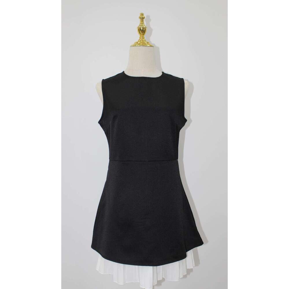 2024 New Style Personalized Patchwork Ruched Hem Sleeveless Evening Party Casual Vacation Dress Women's Clothing