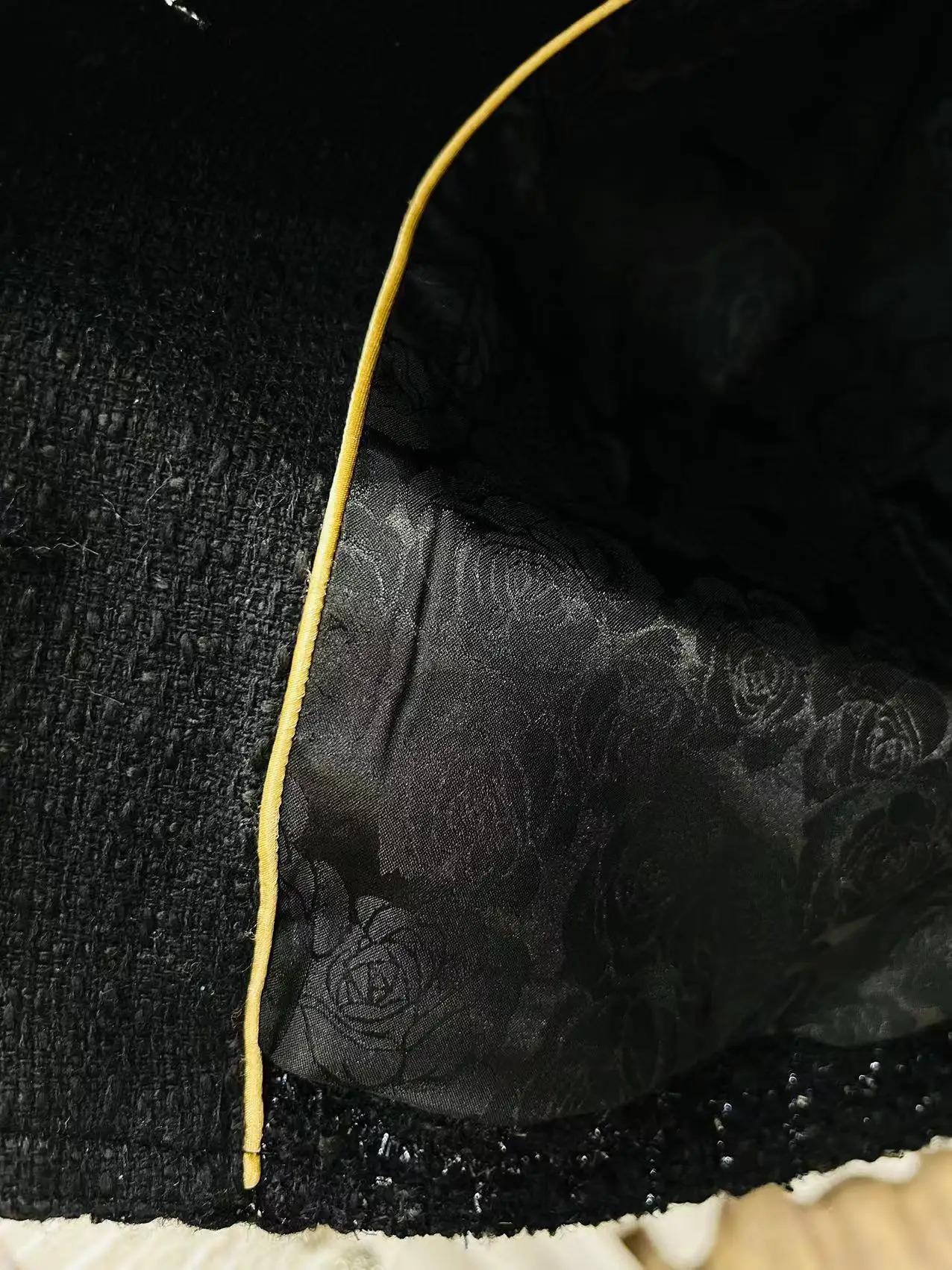 Fashion Black Heavy Industry Sequin Shiny Silk Tweed Temperament Celebrity Little Fragrance Style Starry Sky Jacket 250728