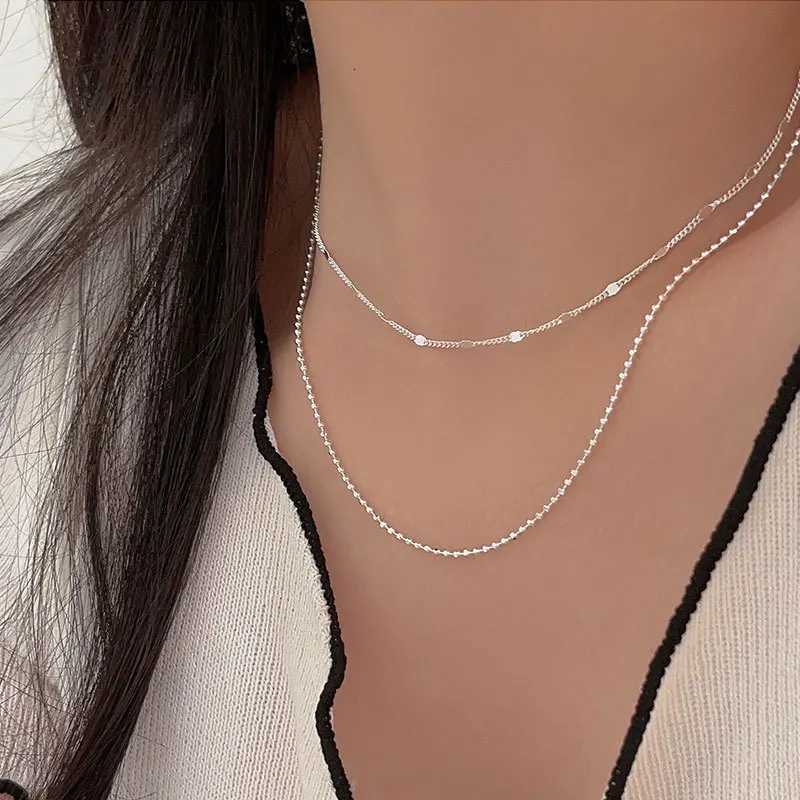 925 Sterling Silver Multiple Options Necklace Simple Geometric Beads Choker Shiny Delicate Collarbone Chain Women Fine Jewelry XJ250708