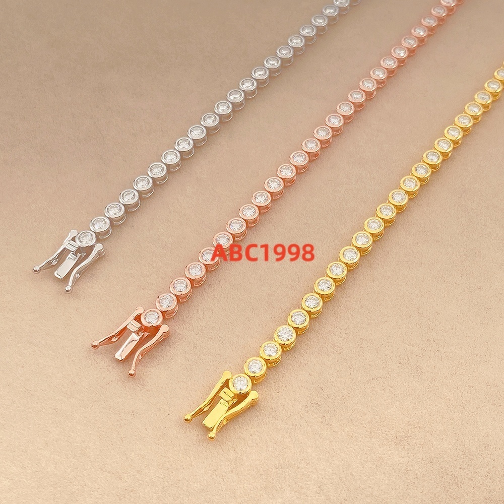 New Design Hip Hop 3mm 4mm 5mm Gra Certified Moissanite Diamond Gold Tennis Chain 925 Silver Tennis Necklace