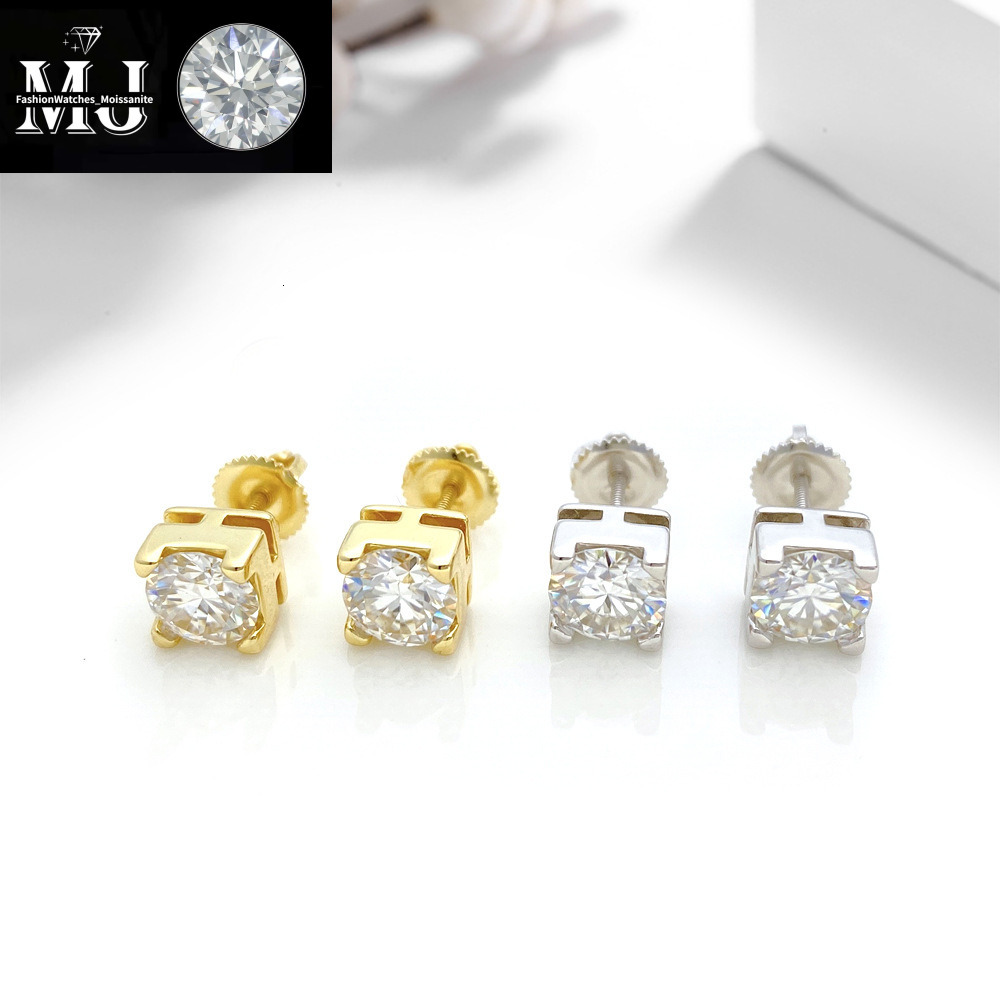 stud designer for women sterg sier 4 prong High-end luxury earrings pass dia tester vvs1 square moissanite earrings gold mens earring jewelry valentin