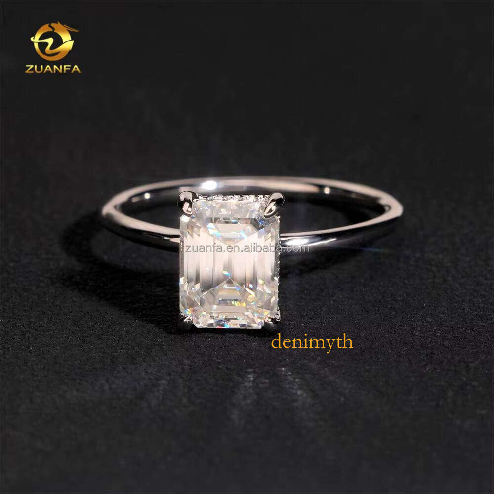 Hidden Halo Elegant Bride Wedding Jewelry Silver Emerald Diaspore Engagement Ring for Women with GRA Certificate