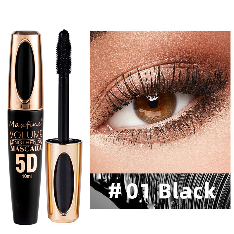 5D Waterproof Sweat-proof Non-Smudged Slender Classic Big Brush Head 5 Colors Eye Make up Cruelty Women Fashion Mascara Non-Smudging Thick Longer Eyel