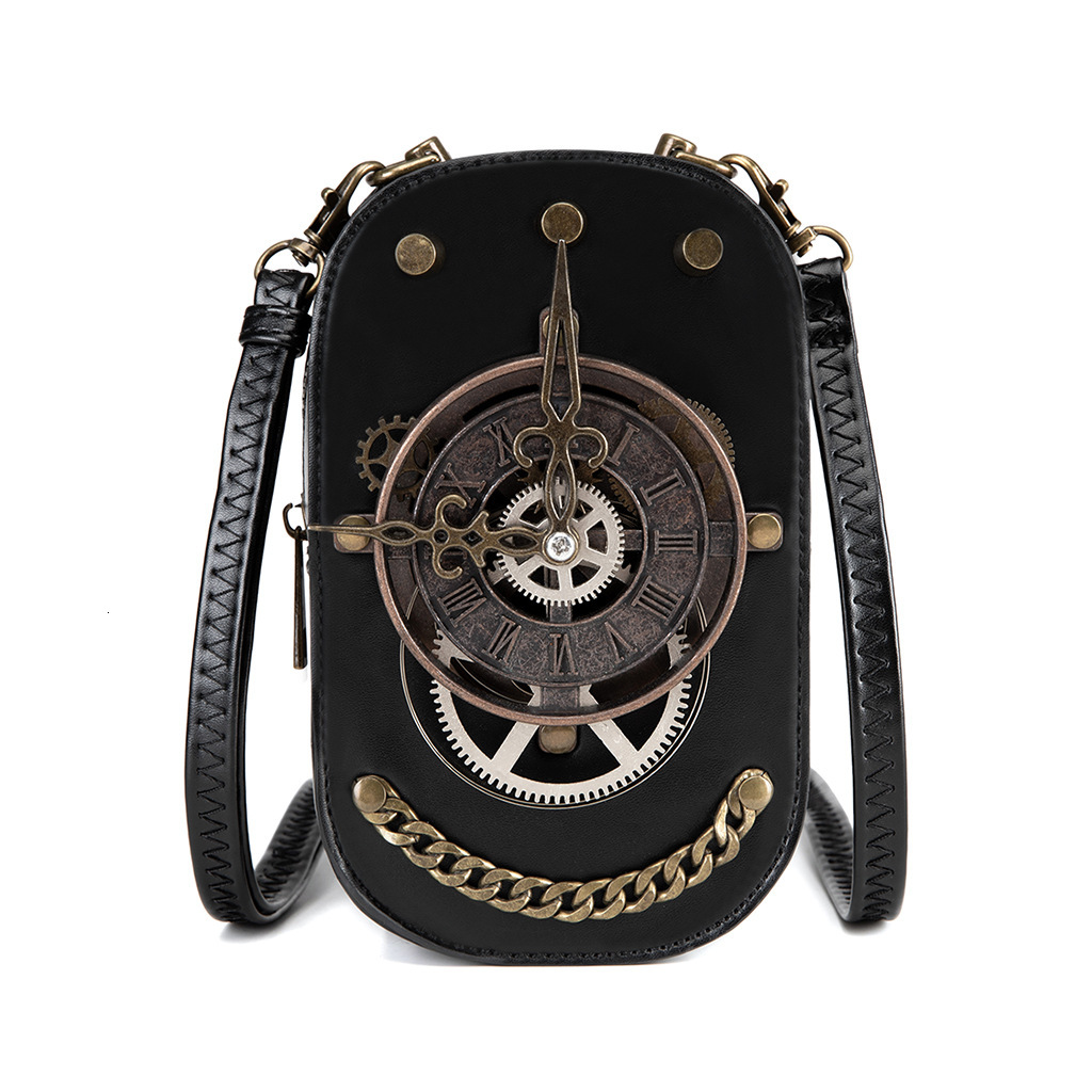 Medieval Color-Block PU Leather Women's Shoulder Industrial Style Small Square Steampunk MINI Crossbody Bag ddmymoon