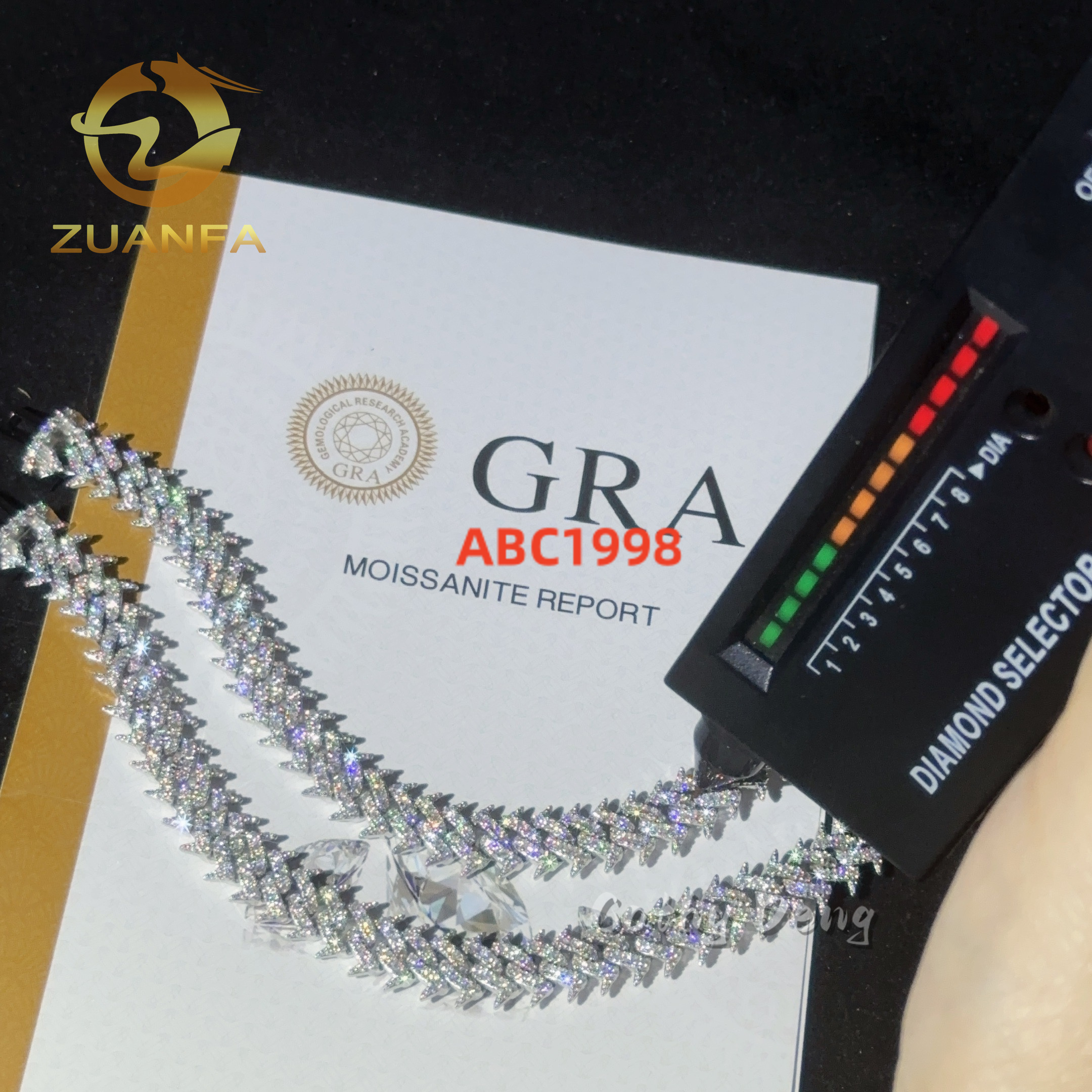 925 Silver Zuanfa Hip Hop Jewelry 10mm Thorn Cuban Link Chain VVS Moissanite Fashion Men Cuban Bracelet Hip Hop Chain