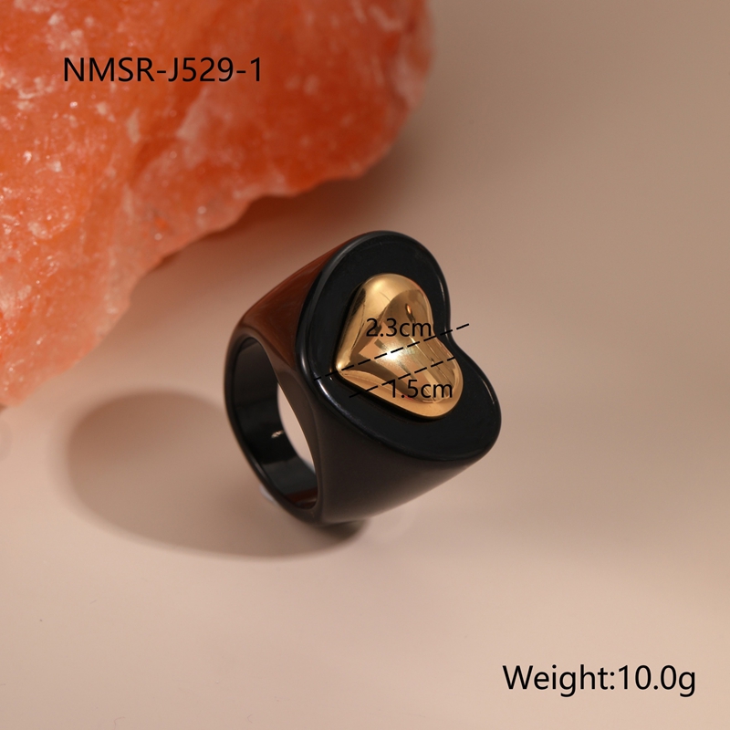 Y2K Designer Rings for Women 316L Stainless Steel Colorful Resin Finger Ring Personalized Heart Plain Ring Index Finger Rings Natural Pink Quartz