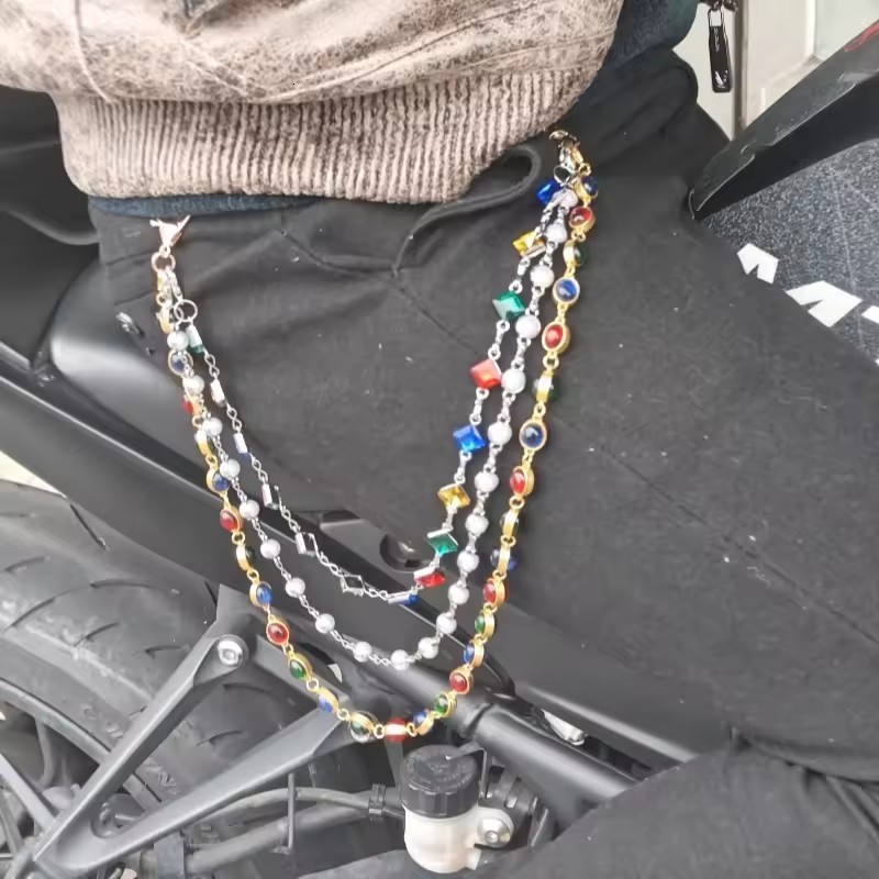 Delicate Color Rhinestone Three Layers Pearl Pants Chain Fashion Icon Ones Waist Accessories Minimalism Hip Hop Jewelry 250122