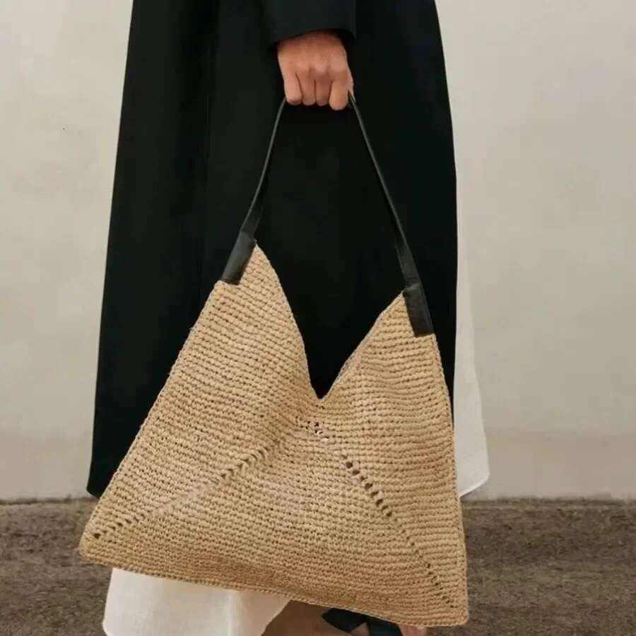 Designer Luxury New Fashion Versatile Straw Tote Triangle Casual Design Shoulder Handbag Bag Tide