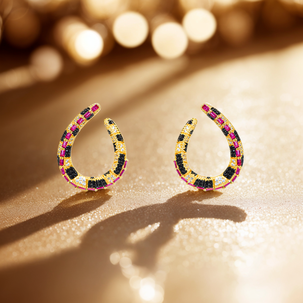 Stylish Unisex Low Sensitivity Jewelry: Unique Design 18K-Gold Dipped Huggie Earrings