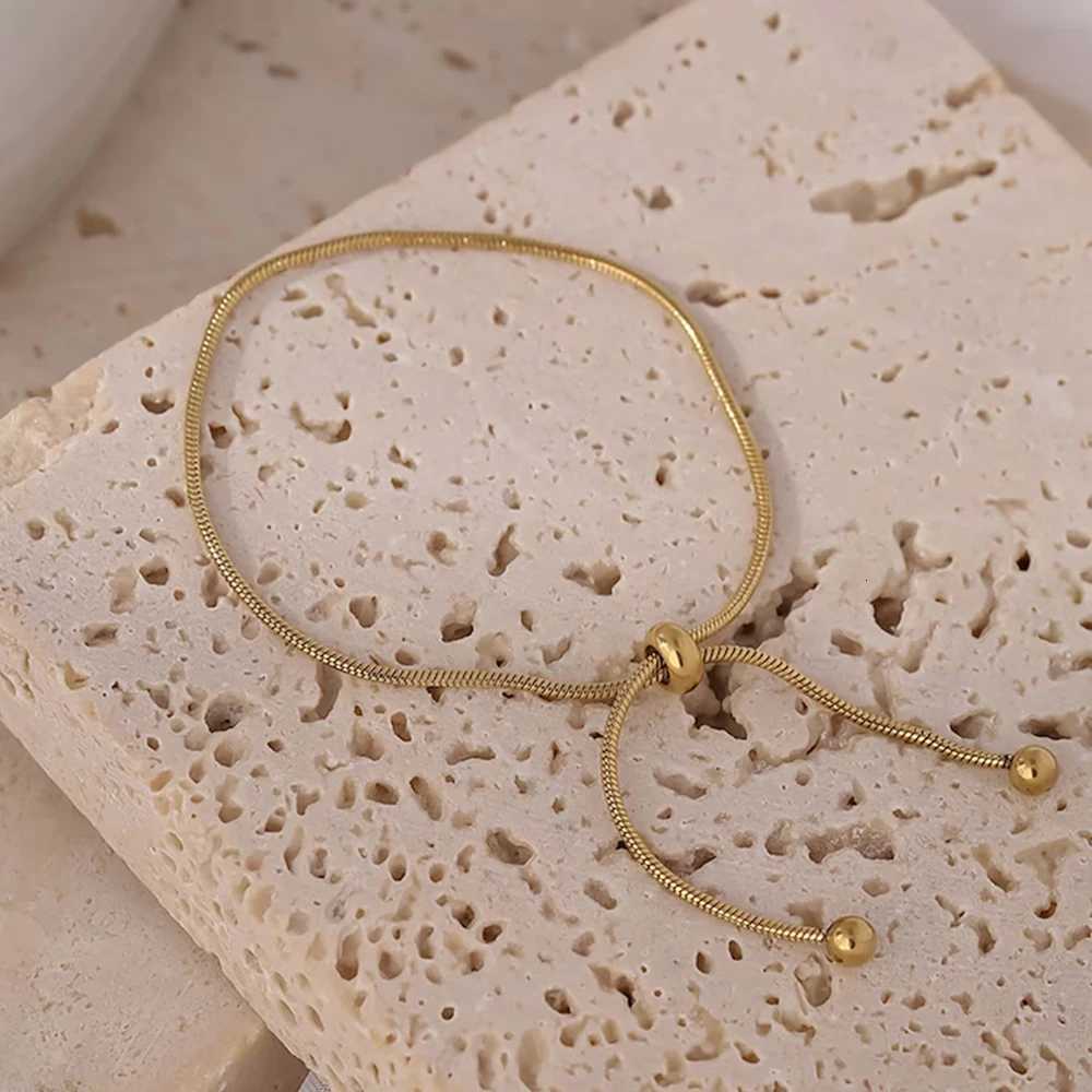 Korean Adjustable Stainless Steel Bracelet for Women Girls Men High Quality Design Gold Color Snake Chain Jewelry Wholesale W250728