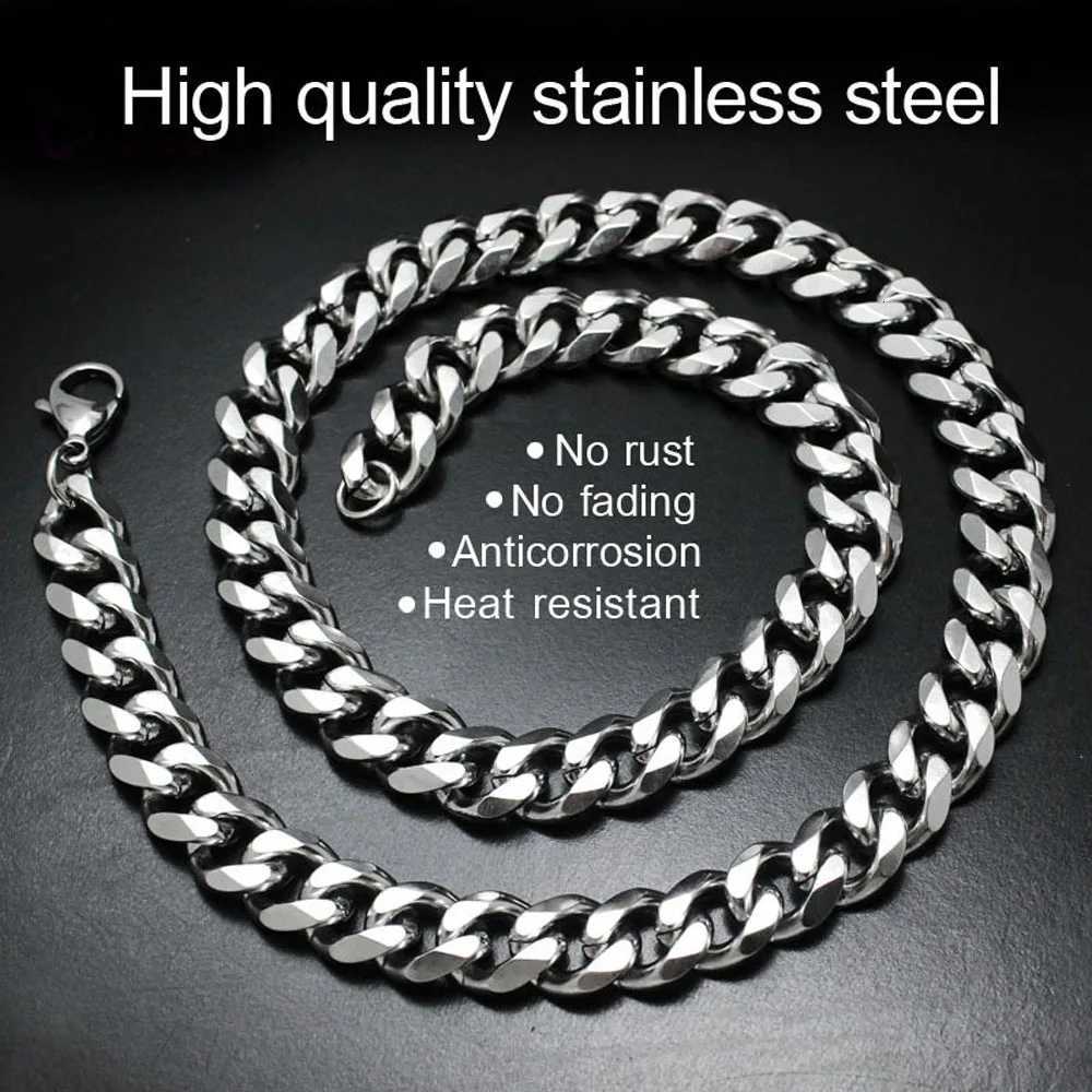 Mens Cuban Link Chain Size 3.6/5/6/7/8/9mm Mens Punk Necklace Stainless Steel Male Fashion Jewelry Gifts for Men XJ250708