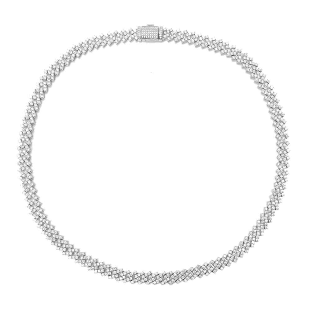 Fashion Jewelry Pure Sier Chain 10mm Iced Full 1 Row Vvs Mossinate Cuban Necklace