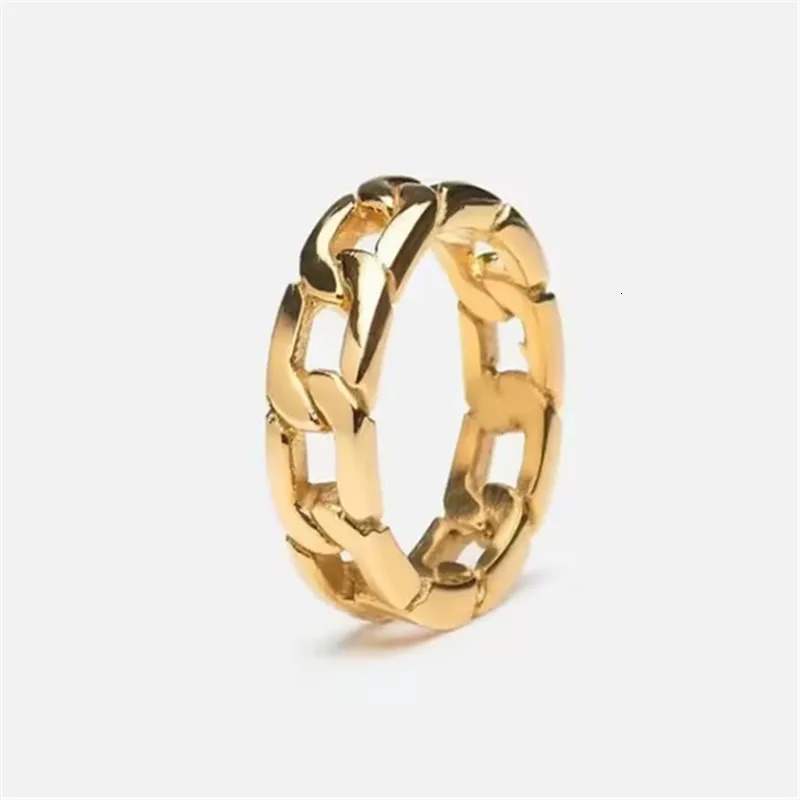 Hollow Out Chain Ring 316L Stainelss Steel Jewelry Punk Style Men Women Fashion Ring 250723