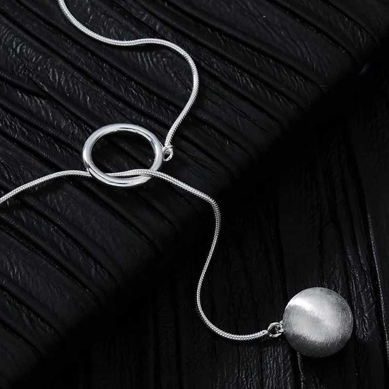 Adjustable Sterling Silver Charm Necklace for Women Round Pendant Fashion Jewelry Gift Z250910