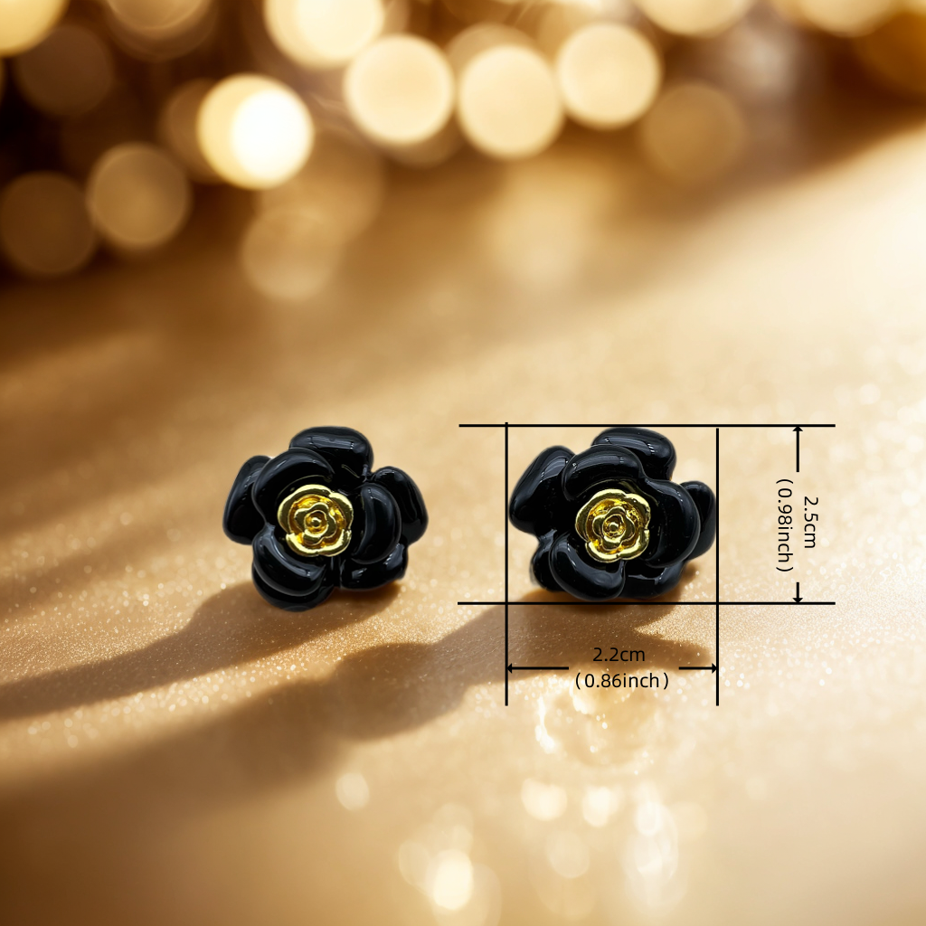 Minimalist Camellia Flower Earrings with 18k Gold Plating & 925 Sterling Silver Post for Women
