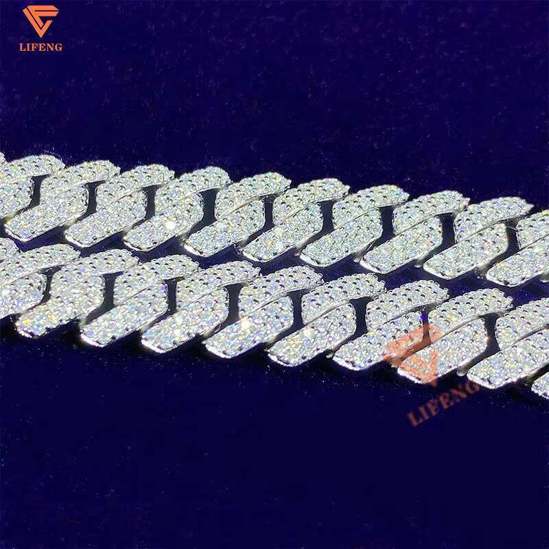 New Style 10mm 2 Rows Thick Solid Sterling Sier Men Hip Hop Jewelry Iced Out VVS Moissanite Cuban Link Chain Necklace