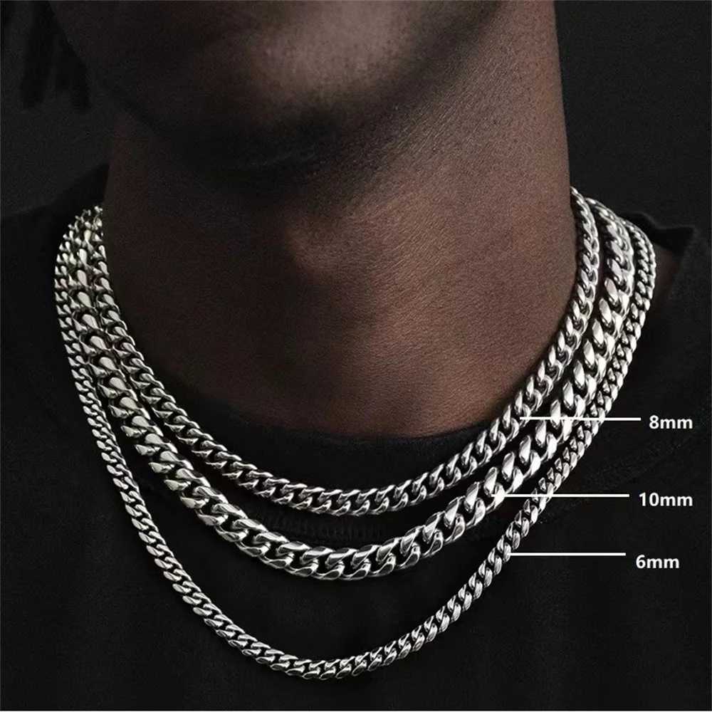 Gold Color Cuban Chain Stainless Steel Men Necklace Simple Basic Chain Necklace For Women Hip Hop Jewelry Trendy Accessories XJ250708