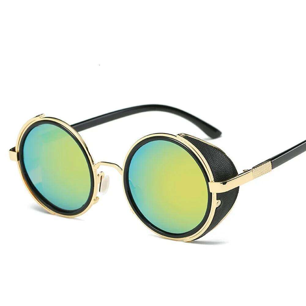 Steampunk Sunglasses Women Round Glasses Goggles Men Side Visor Circle Lens Unisex Vintage Retro Style Punk Oculos De Sol