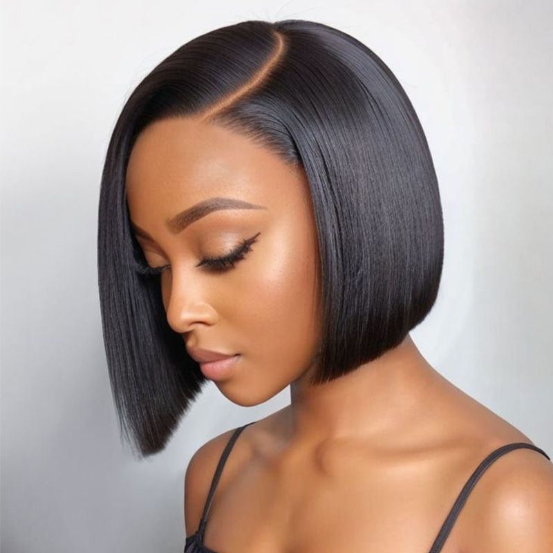 Hot Sale Short BOB Wig T Part Side Part Bob Synthetic Wigs Lace Frontal Cuticle Aligned Pre Plucked Human Hair for Black Women