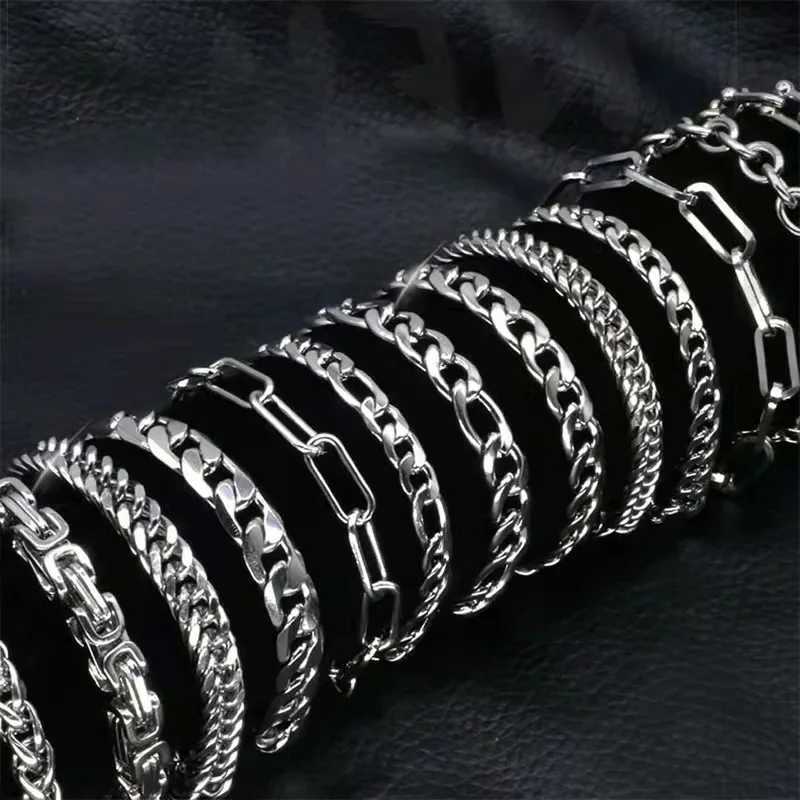 316L Stainless Steel Cuban Chain Bracelet for Men Women Figaro Vintage Metal Viking Kpop Bracelets Emo Cute Luxury Jewelry Gift W250728