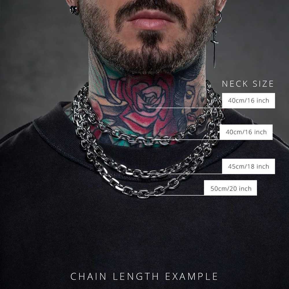 8mm Chunky Beveled Cable Link Chain Necklace Stainless Steel Grunge Jewelry Punk Gothic Necklace Gift for Him XJ250708