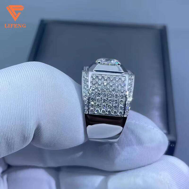 2024 Male Large VVS Moissanite Dia Sterling Sier Trend Fashion Simple Charm Jewelry Custom Ring