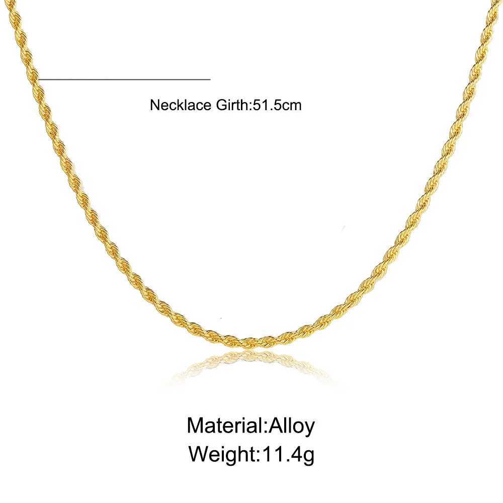 3mm Gold Color Chain Necklaces for Men Women Fashion Simple 50cm Twisted Rope Charm Necklace Unisex Party Jewelry Gifts XJ250708