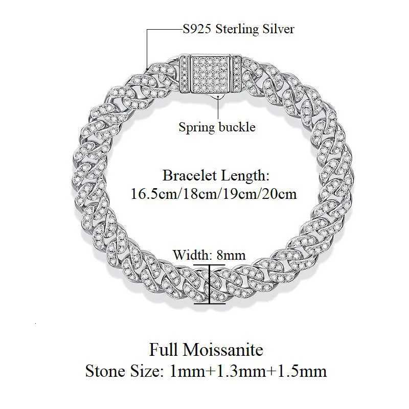 925 Sterling Silver Cuban Bracelet with GRA Hiphop Cuban Chain Fine Jewelry for Men and Women Gift W250728