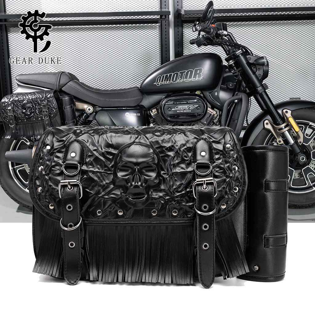 Motorcycle Enthusiast Gear Heavy Cruiser Harley Punk Skull Rivet Side Bag ddmymoon