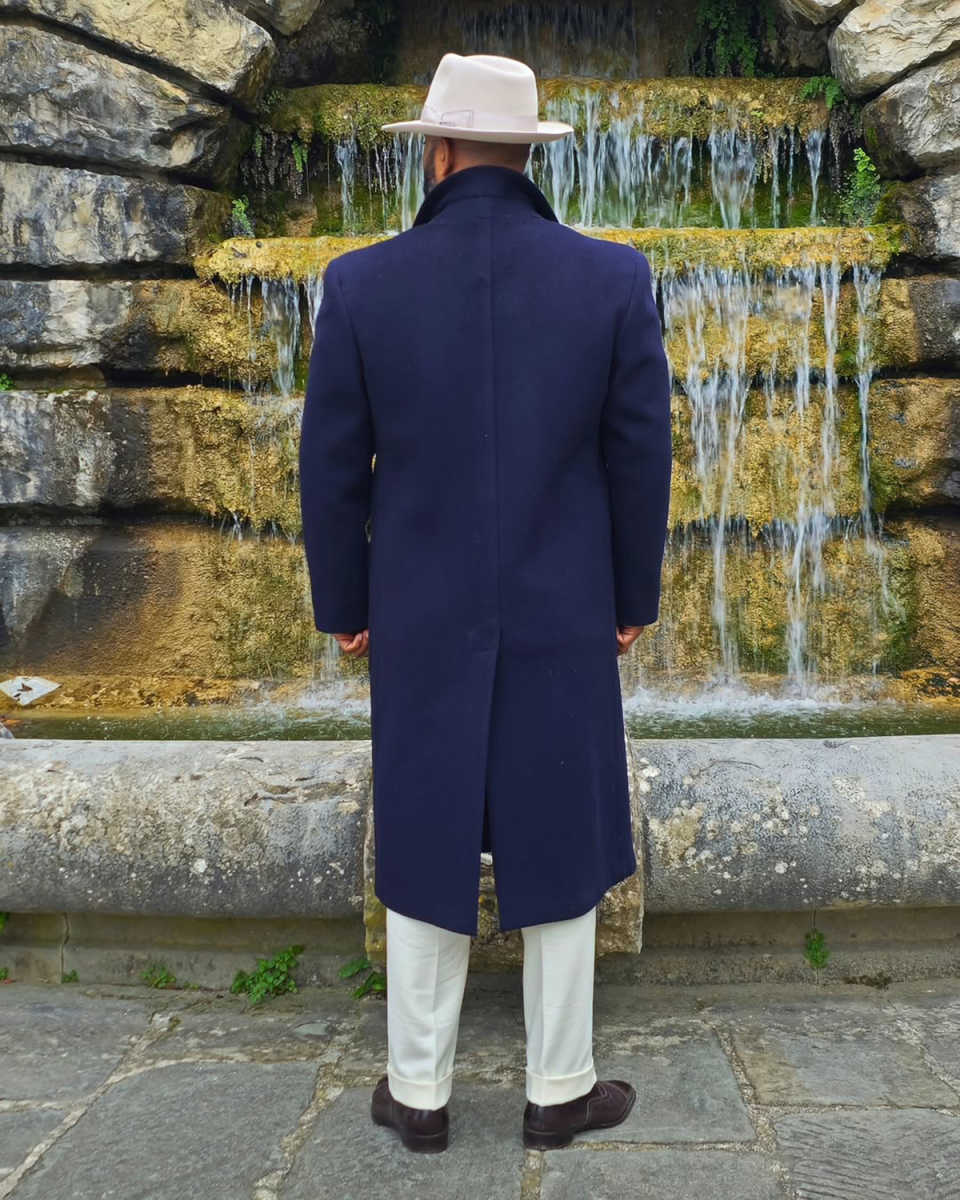 Classic Men Long Coat Wool Blends Peaked Lapel Warm Overcoat Fashionable Double Breasted Plus Size Business Blazers Customized