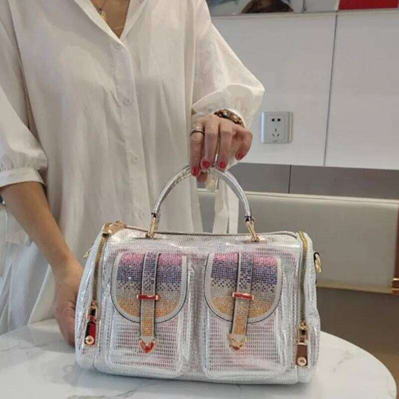 Korean fashion trend large capacity single shoulder crossbody sequin bag new sparkling handbag