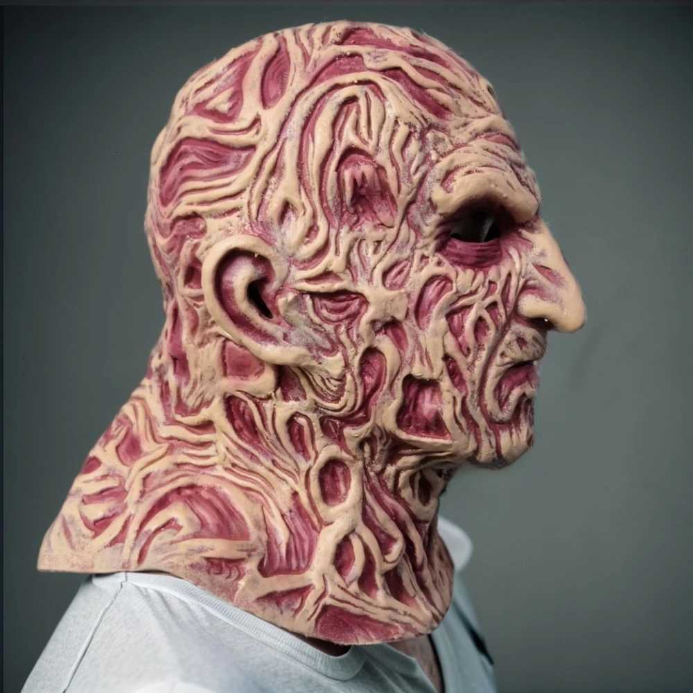 Freddy Krueger Full Face Cosplay Mask Horror Latex Headgear for Halloween Nightmare on Elm Street Party Costume AccessoryXJ250728