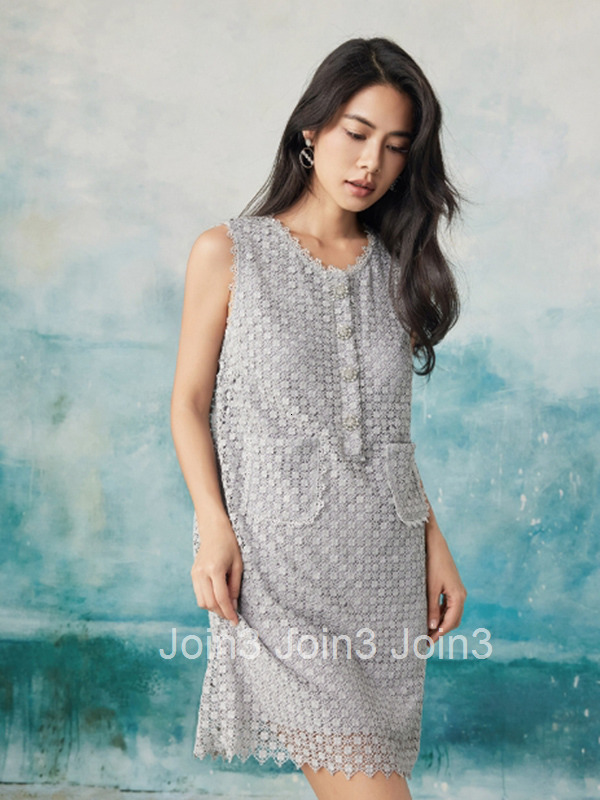 Summer New Line High-Waisted Short Skirt with Double Side Pockets Elegant Lace Dress 6783