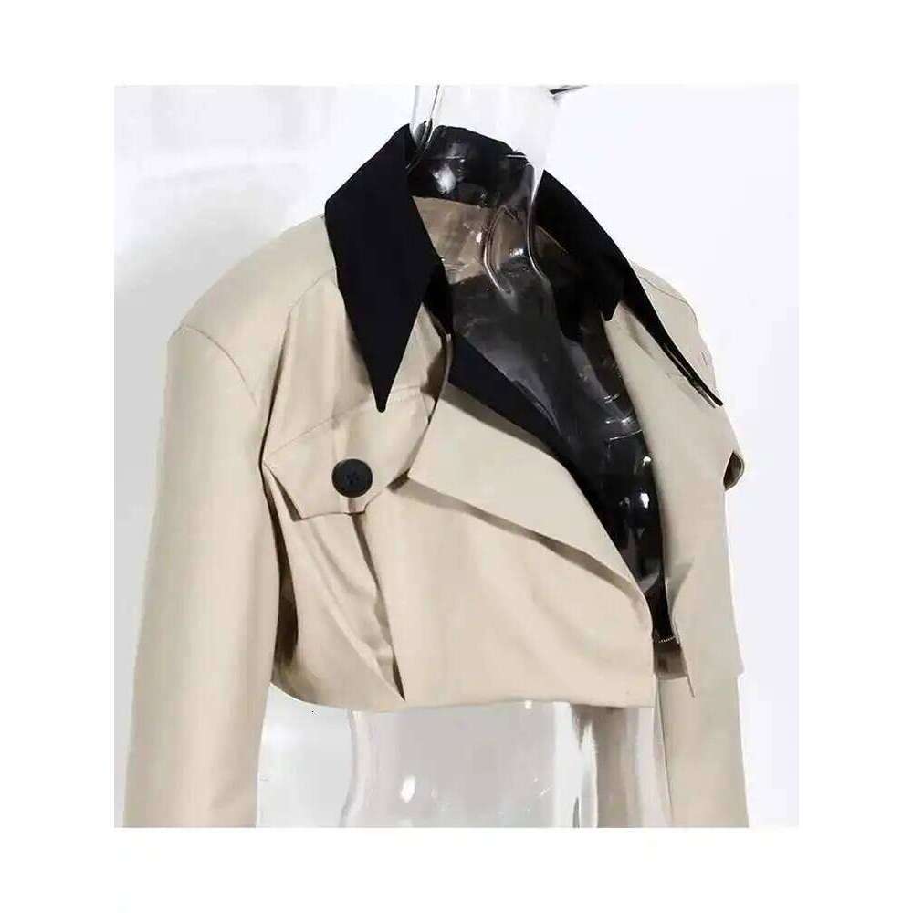 hoodie Khaki Two Ways Wear Irregular Jacket Loose Fit New Lapel Long Sleeve Women Coat Fashion Tide Spring Autumn jacket
