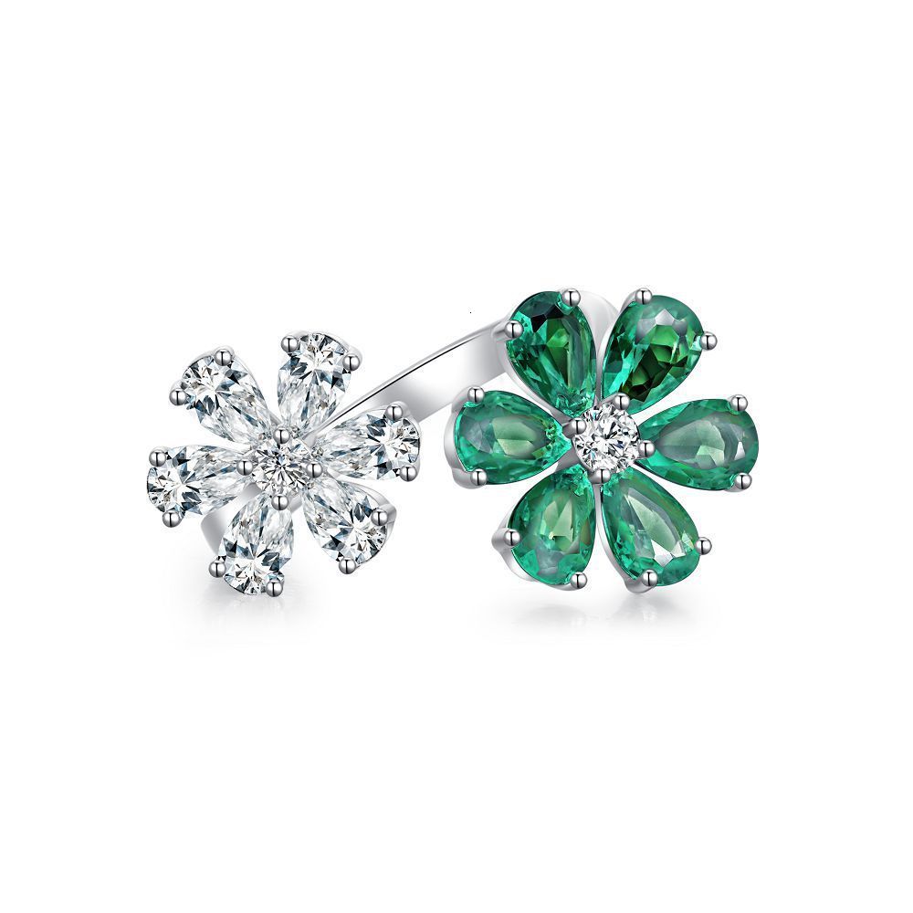 Jewelry S925 Sterling Silver Ring for Women Fashion White Zirconia Inlaid Flower Creative Trendy 250728